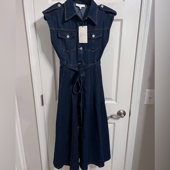 NWT | Klesis Denim Midi Dress, Size S - Picture 3 of 9